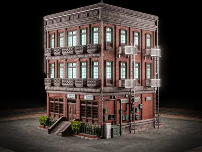 URBAN BUILDING OLD HORROR 2 Low-poly 3D model