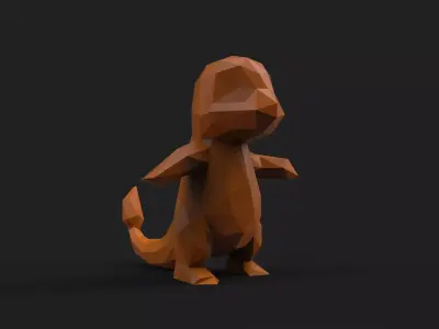 Charmander Low Poly dinosaur 3D print model