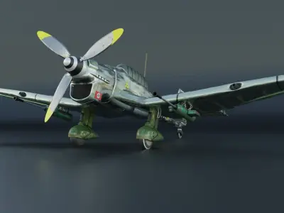 The stuka- Junkers Ju87- Germen WWII fighter airplane Free low-poly 3D model