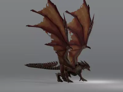The red Dragon rigged blender model free Free low-poly 3D model