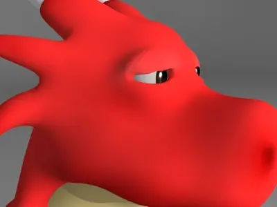 Cartoon red dragon Low-poly 3D model