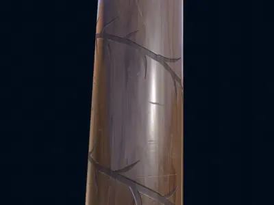 Royal cane with gold engraved parts Low-poly 3D model