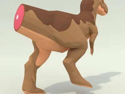 Low-poly T-rex Walking Pose Printable 12 colors Low-poly 3D model