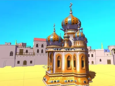 Cartoonish Church Free low-poly 3D model