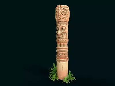 Stylized Wood Totem 12 Low-poly 3D model