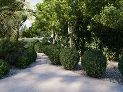 3D Exterior Scene 3D model design garden and landscape Free 3D model