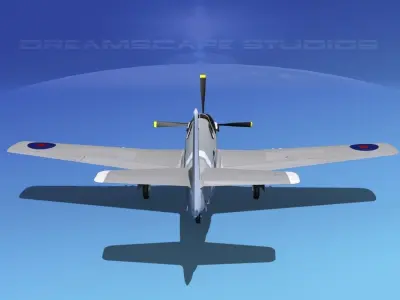 North American Mustang X RAF V08 3D model