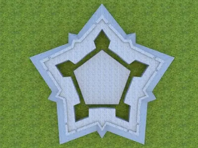 Little star fortress Vauban style Low-poly 3D model