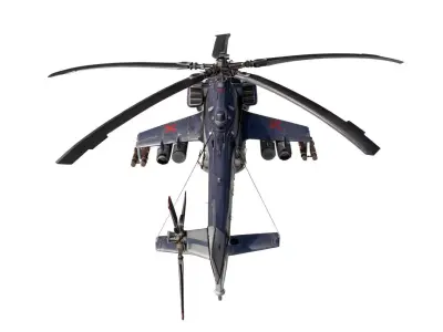 Low-Poly Attack Helicopter Mil Mi-24 Hind 3D model