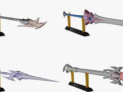 20 STYLIZED SPEAR MODELS PACK 1 - LOW POLY Low-poly 3D model