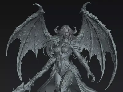 Demon Brutal Demon Queen 32mm Dark Fantasy STL 3D print model