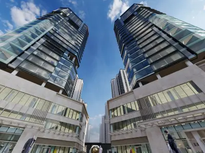 Modern Urban Mixed Use Complex  High-Detail 3D model