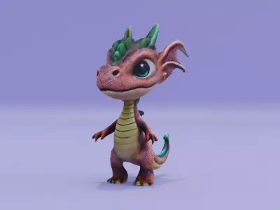 Dragon Character A-Pose Low-poly 3D model