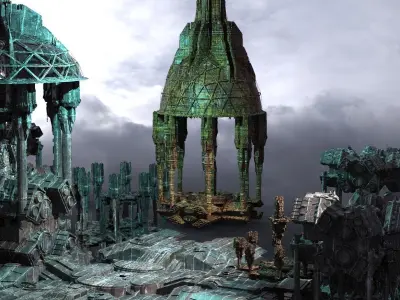 Occult Elven Sci fi Temple Domes Kit bash 2 3D model