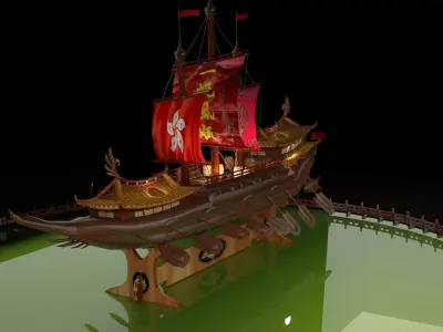 Chinese junk ship 3D model