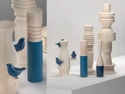 Blue Birds Set 3D model