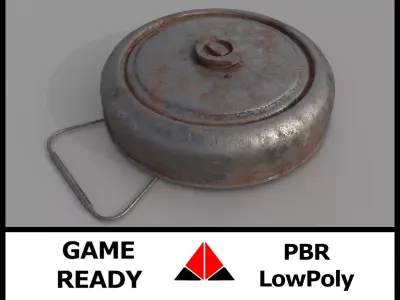 Landmine old rusty metal plate Low-poly 3D model