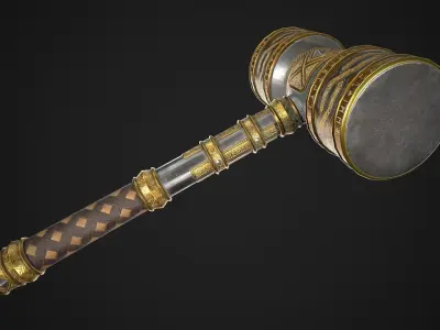 Fantasy Hammer 01 Low-poly 3D model
