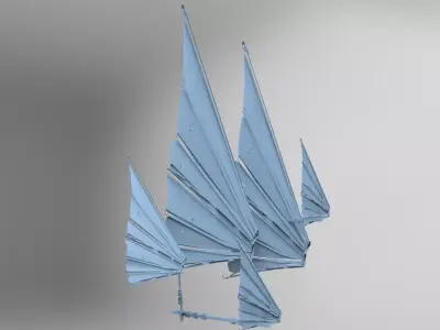  Khan Ocean BattleShip Sails  Low-poly 3D model