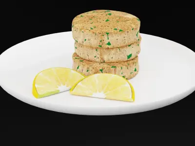Crab Cakes Plate Low-poly 3D model