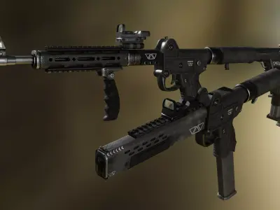 KelTec Sub2000 - Tris - Two variants Low-poly 3D model