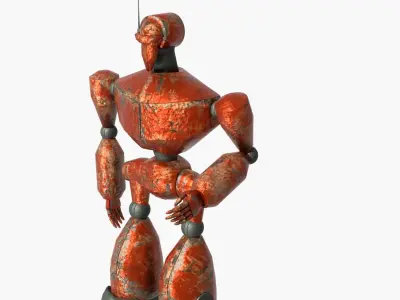 Rusty red robot Low-poly 3D model
