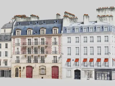 Paris quarter 1 Low-poly 3D model