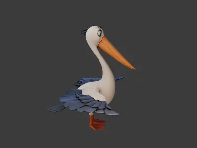 Pelican cartoon 3D model