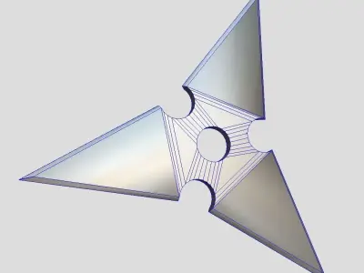 Shuriken 6 metal katana with hole in it Low-poly 3D model