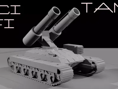 Sci fi tank with floor Low-poly 3D model