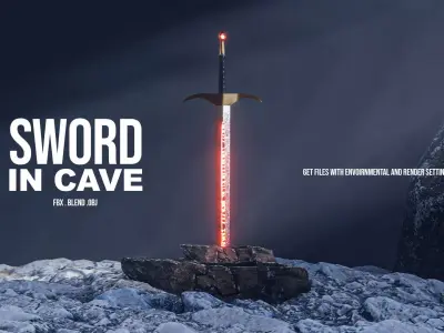 Sword in Cave Free low-poly 3D model