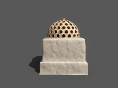 High medieval tiled stove Low-poly 3D model