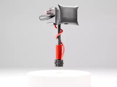 Futuristic Energy Hammer low poli Game Ready 3D Weapon Model Low-poly 3D model
