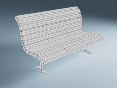 Wooden Street Park Bench 3D Model 02 3D model