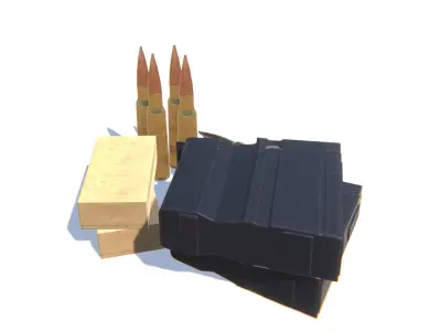 50BMG Ammo Pack Low-poly 3D model