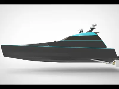 thunder child boat blue 3D model