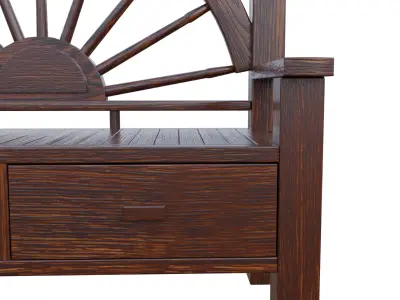 Rustic Bench Low-poly 3D model