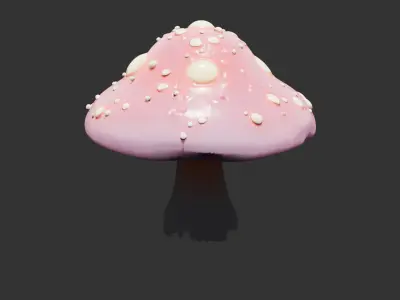 Giant Mushroom with Glowing Cap and Insects Low-poly 3D model