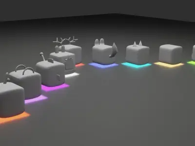 CUBIES group of different colored toys Low-poly 3D model