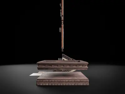 MODULAR BUILDING WITH INTERIOR KITBASH 01 Low-poly 3D model