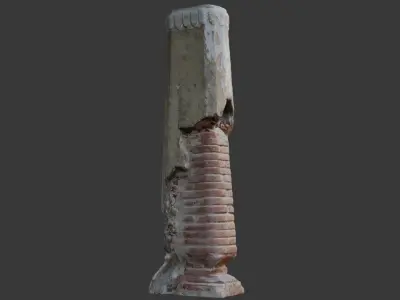 Damaged Antique Column 3D Scan Low-poly 3D model