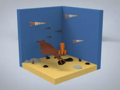 Low Poly Cambric period set Low-poly 3D model