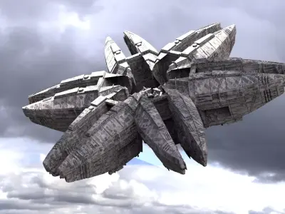 Sci-Fi dark Platforms Floating 2 3D model