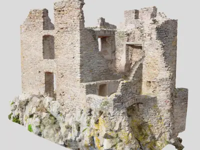 Castle Ruins Walls Scanned PBR Low-poly 3D model