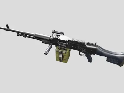 HMG-gun model 3d game ready model Low-poly 3D model Low-poly 3D model