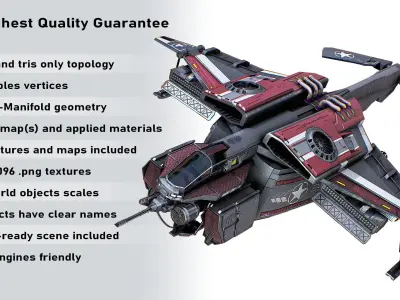 Sci-Fi Dropship PBR Gameready Low-poly 3D model