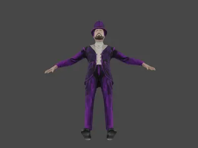 Ballroom man in suit and top hat Low-poly 3D model