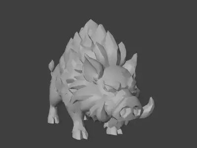 Stylized 3D model of a wild boar -LOW POLY- Low-poly 3D model