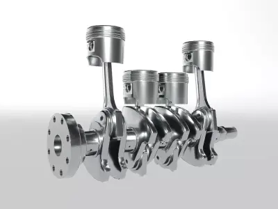 4 cylinder inline engine pistons camshaft Low-poly 3D model