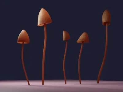 Shrooms group of sprouts Free 3D model